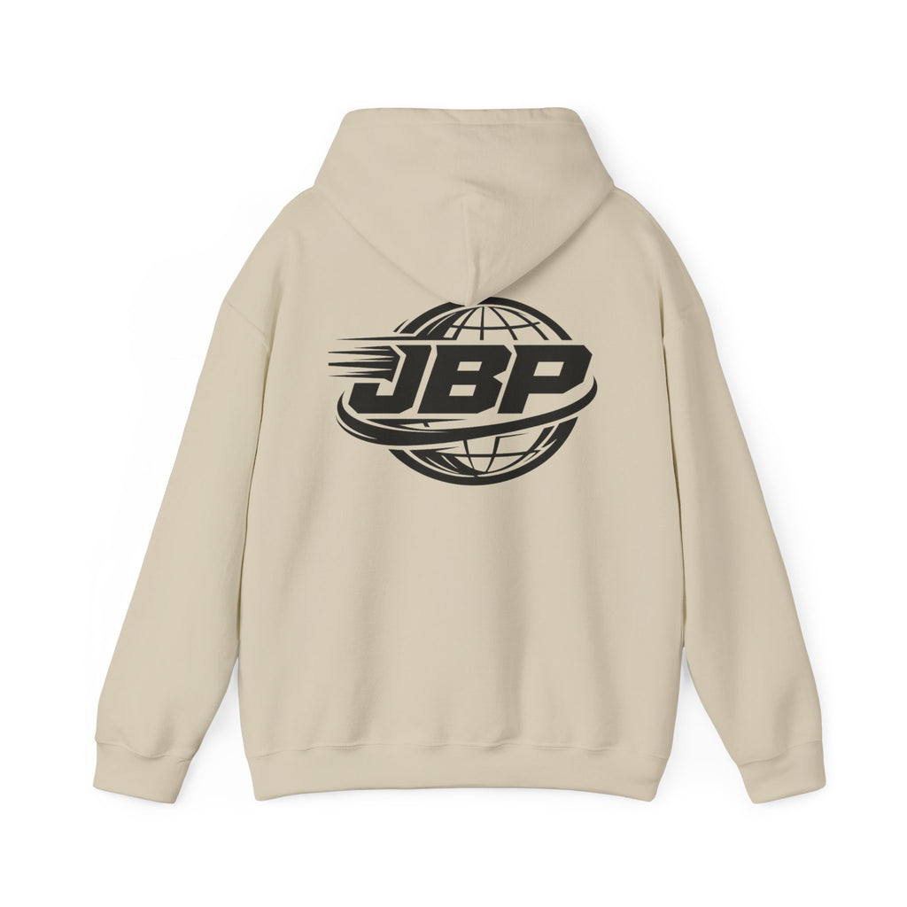 JBP Logo Hoodie — Retro Racing Globe Graphic Hooded Sweatshirt
