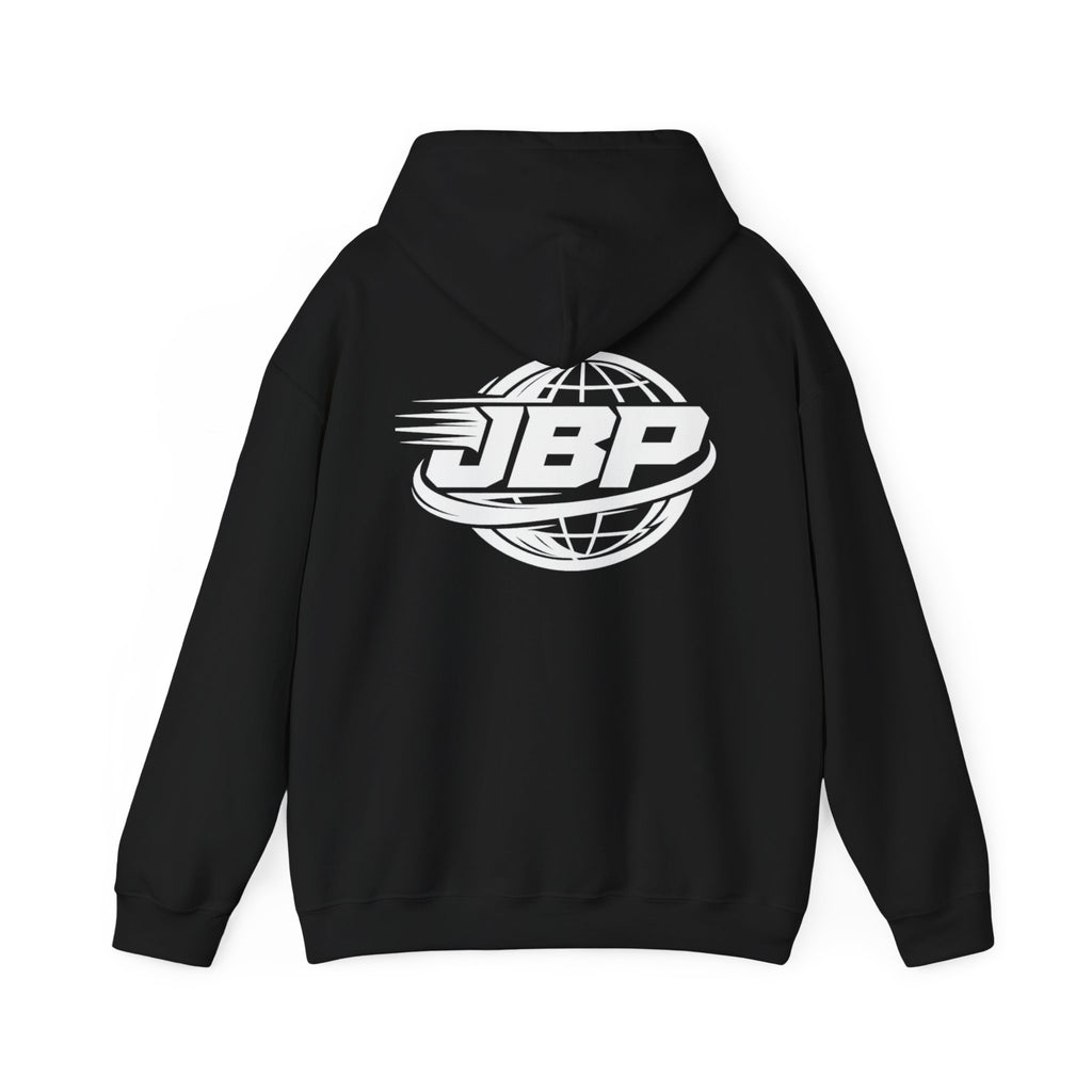 JBP Logo Hoodie — Retro Racing Globe Graphic Hooded Sweatshirt