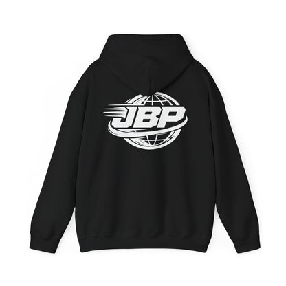 JBP Logo Hoodie — Retro Racing Globe Graphic Hooded Sweatshirt